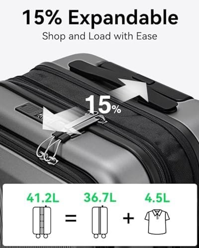 LUGGEX Carry on Luggage 22x14x9 Airline Approved, PC Hard Shell Suitcase with Fr... - Image 6