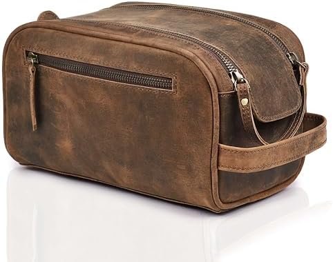 LEATHER VILLAGE Premium Leather Toiletry Travel Pouch With Waterproof Lining - B... - Image 2