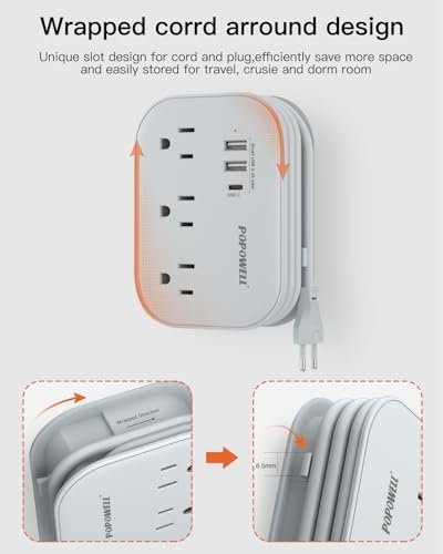 European Travel Plug Adapter USB C, Popowell International European Plug Adapter... - Image 8