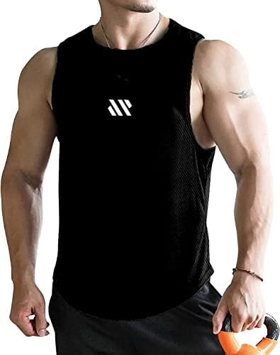 Men's Tank Tops 3 Pack Sleeveless Workout Mesh Material Quick Dry Athletic Runni... - Image 3