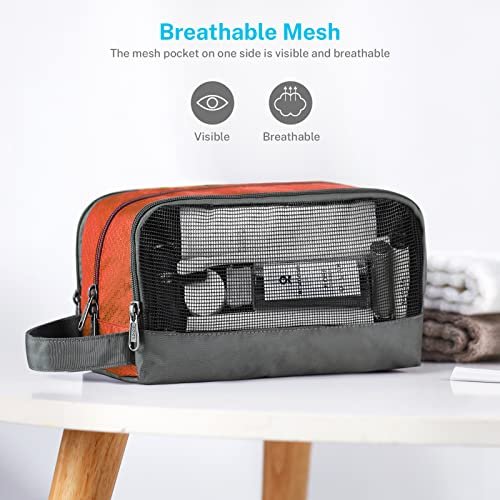 Travel Toiletry Bag Nylon, Gonex Dopp Kit Shaving Bag Toiletry Organizer Orange - Image 4