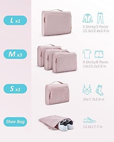 BAGSMART Quilted Packing Cubes for Travel, 6 Set Packing Cubes for Suitcases, Li... - Image 3