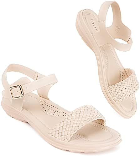 Intini Womens Flat Sandals Braided Strappy Summer Shoes Memory Foam insole Sanda... - Image 7