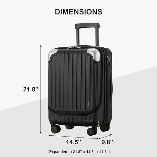 LEVEL8 Grace Expandable Hardside Carry On Luggage with Front Compartment, Travel... - Image 10