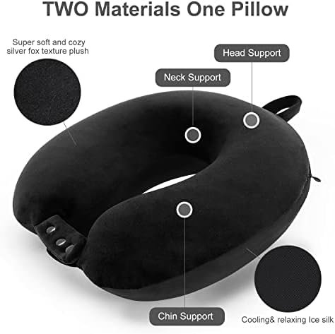 Travel Neck Pillow, Best Memory Foam Airplane Pillow for Head Support Soft Adjus... - Image 3
