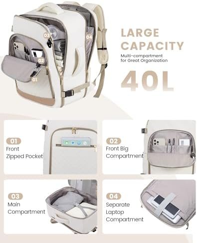 LOVEVOOK Travel Backpack For Women,40L Carry On Backpack Flight Approved,TSA Per... - Image 4