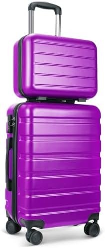 Luggage 2-Piece Set Suitcase Spinner Hardshell Lightweight TSA Lock Purple, 14",... - Image 2