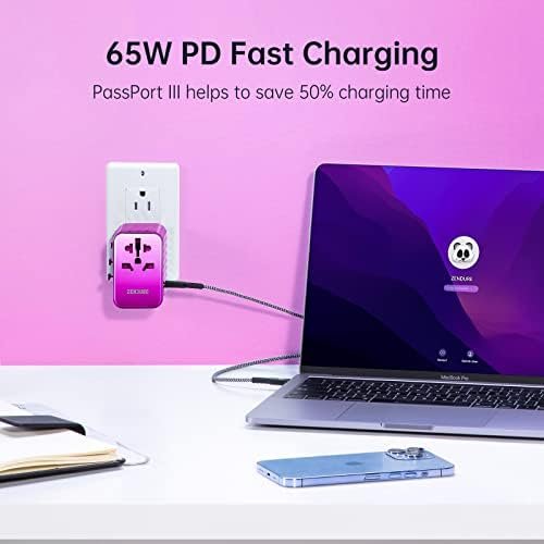 Zendure Universal Travel Adapter 65W PD Fast Charger 4 USB-C,1 USB-A, Internatio... - Image 3
