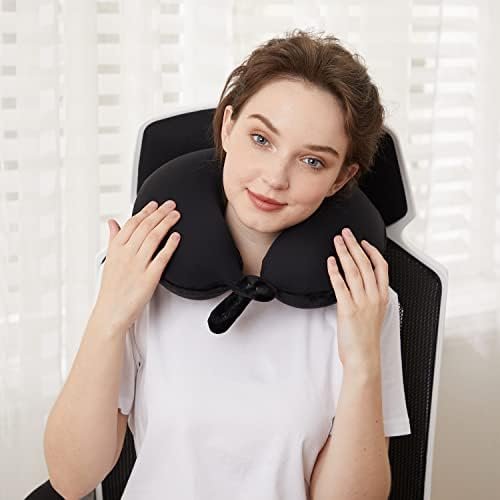 Travel Neck Pillow, Best Memory Foam Airplane Pillow for Head Support Soft Adjus... - Image 5