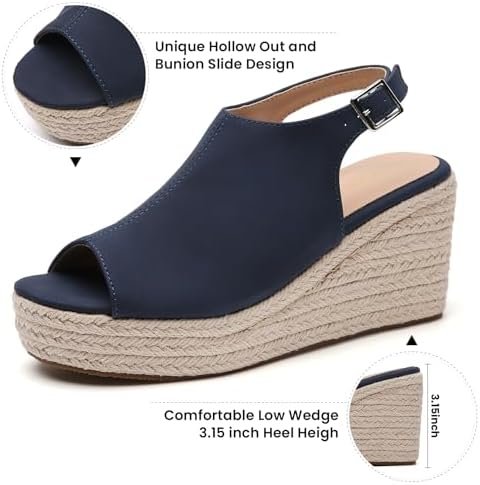 Tilocow Espadrilles Wedges for Women Open Toe Ankle Strap Platform Dressy Casual... - Image 5