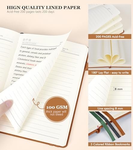 Lined Journal Notebook for Women and Men,Hardcover Leather Journaling Notebook f... - Image 5