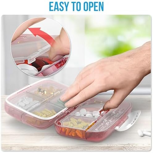 Pill Organizer Airtight Pill Box Large Pill Dispenser Home Travel Supplement Hol... - Image 6