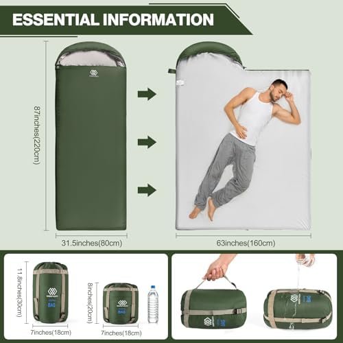 Ultralight Warm Weather Sleeping Bag for Kids Girls Boys Adults, Lightweight Por... - Image 3