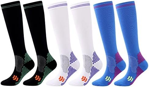 3 Pairs Compression Socks for Women 20-30 mmhg Knee High, Womens Compression Soc... - Image 2
