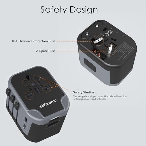 International Plug Adapter, Universal Power Adaptor with 4 USB Ports (2 USB C), ... - Image 8