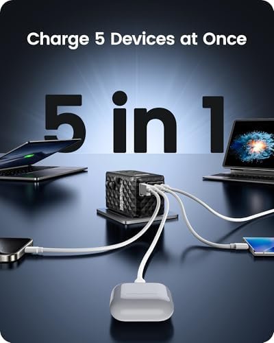 LENCENT 120W International Travel Adapter, GaN Universal, Black, USB-C & USB-A, ... - Image 8