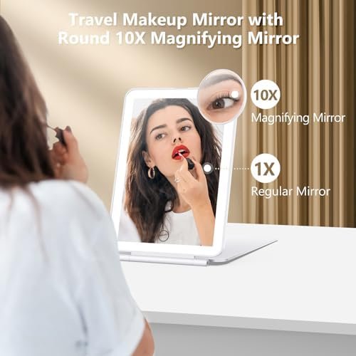 Rechargeable Makeup Mirror for Travel, Vanity Mirror with 80LEDs, 3 Color Light,... - Image 5