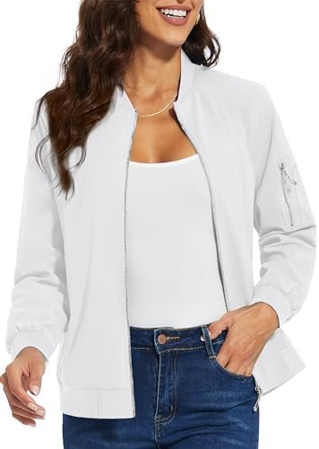 TACVASEN Women's Bomber Jackets Lightweight Casual Jacket Full Zip Windbreaker F... - Image 4