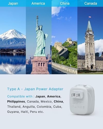 US to Japan Plug Adapter, VINTAR 2 Prong to 3 Prong Outlet Adapter 2 Outlets 2 U... - Image 3