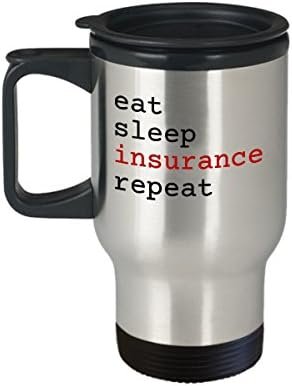 Insurance Agent Travel Mug - "Eat Sleep Insurance Repeat" Travel Cup - Awesome I... - Image 2