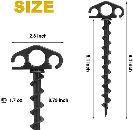 Tent Stakes Sand Stakes for Beach Tent 6 Pack Spiral Anchor Stakes 9.4 Inch Heav... - Image 3