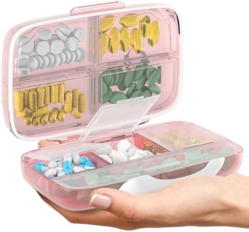 Pill Organizer Airtight Pill Box Large Pill Dispenser Home Travel Supplement Hol... - Image 2