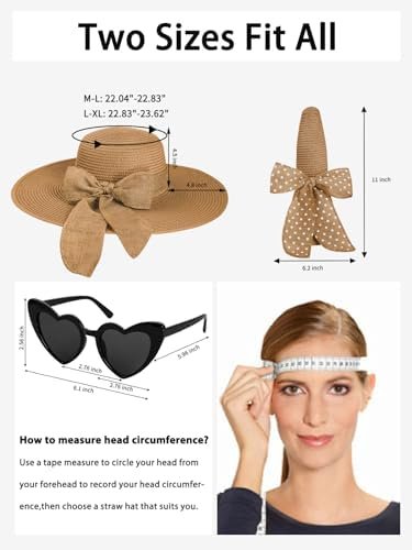 Womens Sun Hat - Wide Brim Floppy Beach Hats for Women Foldable Straw Hat with H... - Image 4
