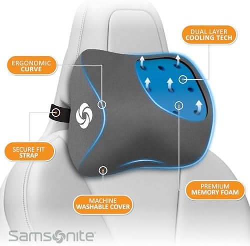 SAMSONITE, Infused-Gel Car Neck Pillow with Airflow Memory Foam, Headrest Suppor... - Image 5