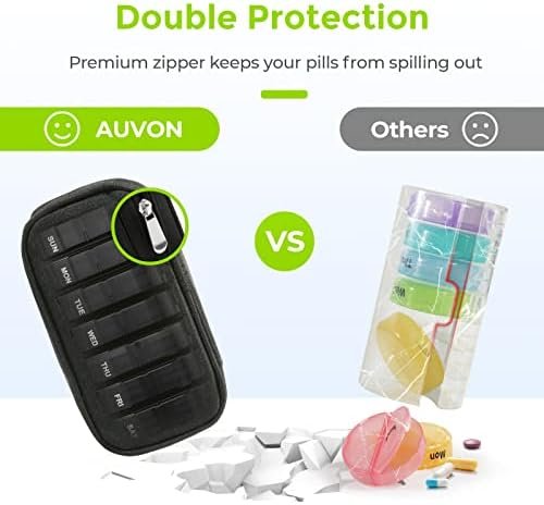 AUVON Canvas Bag Travel Pill Organizer 2 Times a Day, Large AM/PM Weekly Pill Bo... - Image 6