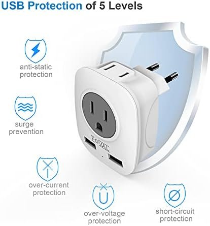 European Plug Travel Adapter 3 Pack, FOVAL International Power Adaptor with 2 US... - Image 5