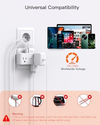 2 Pack European Travel Plug Adapter USB C, Travel Essentials, International Trav... - Image 7