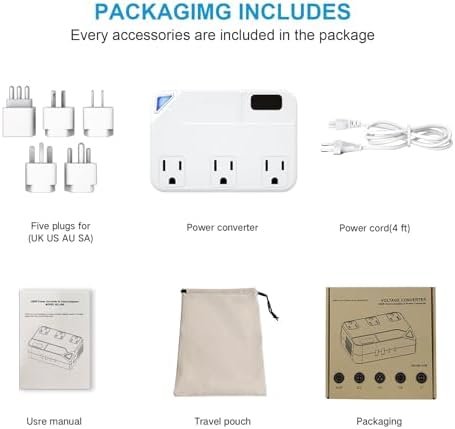 Universal 100V-220V Travel Converter,250W Voltage Converter with 2 USB and 2 USB... - Image 7
