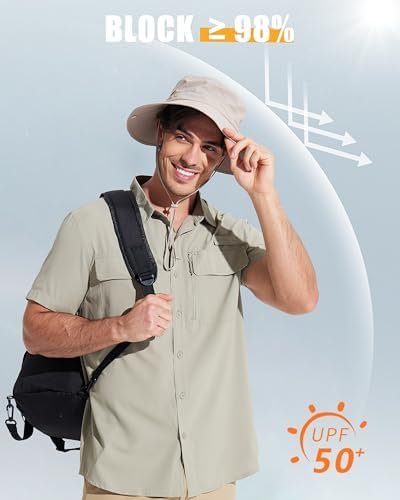 MAGCOMSEN Mens Fishing Shirts Short Sleeve UPF 50+ Sun Protection Button Down Sh... - Image 4