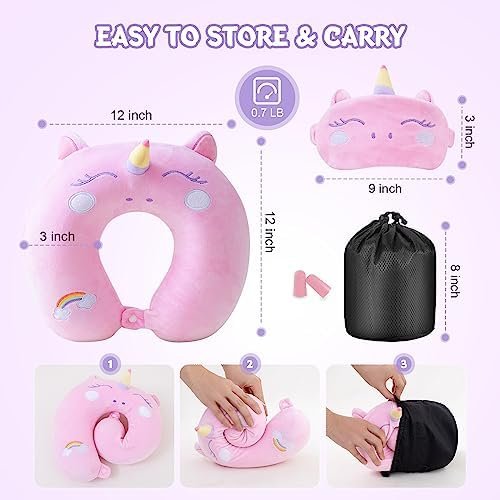 Travel Pillow for Kids Adult Cute Neck Pillow for Traveling Memory Foam Airplane... - Image 9