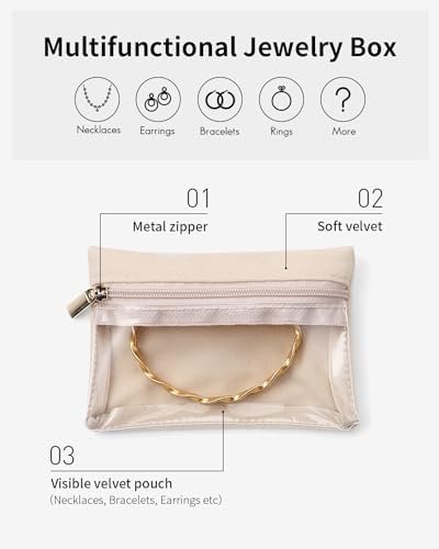 Vlando 6 Pcs Travel Jewelry Organizer Velvet Jewelry Pouch with Zipper Clear Tra... - Image 5