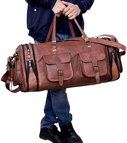 Handmade Vintage Travel Luggage 30 Inch Duffel Gym Sports Bag Weekender Travel O... - Image 5