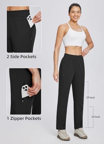 BALEAF Women's Hiking Water Resistant Pants UPF Roll Up Convertible Capri Pant Q... - Image 5