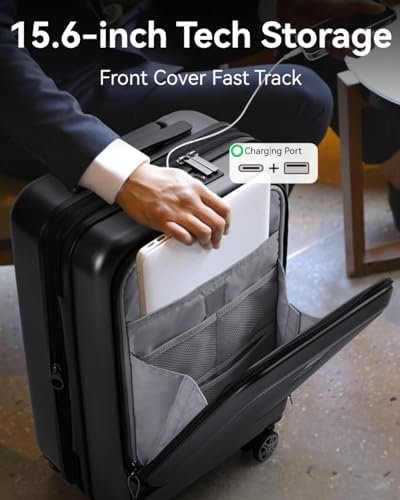 LUGGEX Carry on Luggage 22x14x9 Airline Approved, PC Hard Shell Suitcase with Fr... - Image 4