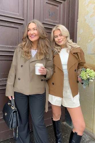 Onedreamer Women's Double Breasted Trench Coat Classic Lapel Long Sleeve Blazer ... - Image 6