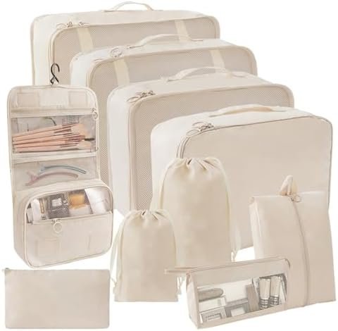 SLMT 10 Set Beige Packing Cubes, Suitcase Organizer Bags Set, Travel Cubes for P... - Image 2