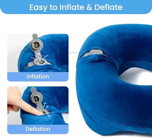 Anmerl Inflatable Travel Pillow Soft Velvet Portable Neck Pillow with Storage Ba... - Image 6
