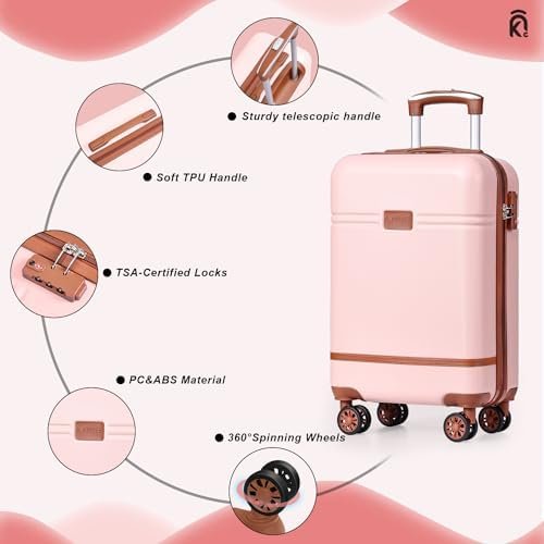 Luggage Set 3 Piece Suitcase Set Carry On Luggage, PC ABS 20 Inch Hard hell Ligh... - Image 5