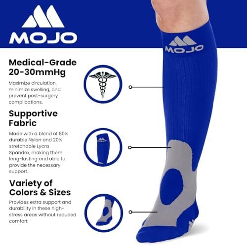Mojo Unisex Compression Socks 20-30mmHg – Knee High Medical Support for Athletes... - Image 4