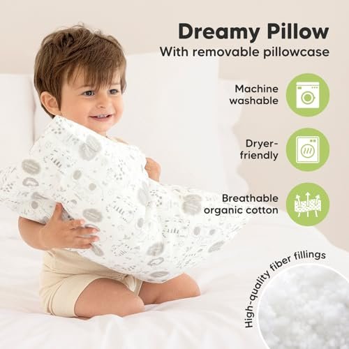 Toddler Pillow with Pillowcase - 13x18 My Little Dreamy Pillow, Organic Cotton T... - Image 5