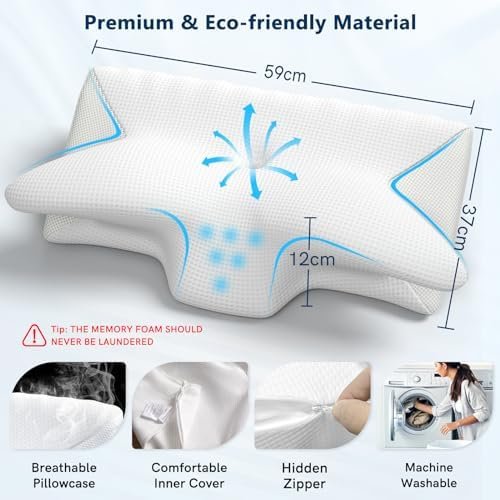 Cervical Neck Pillow for Pain Relief, Adjustable Ergonomic Memory Foam Pillow fo... - Image 6
