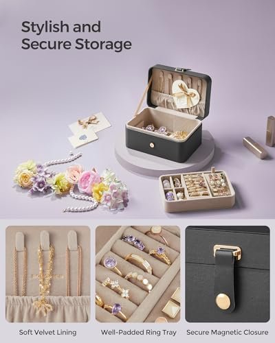 SONGMICS Jewelry Box, Travel Jewelry Case, 2-Layer Jewelry Holder Organizer, 4.6... - Image 7