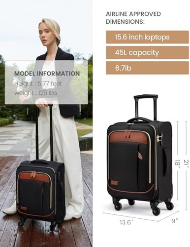 LOVEVOOK Carry On Luggage 22x14x9 Airline Approved with TSA Lock, Soft Suitcases... - Image 9