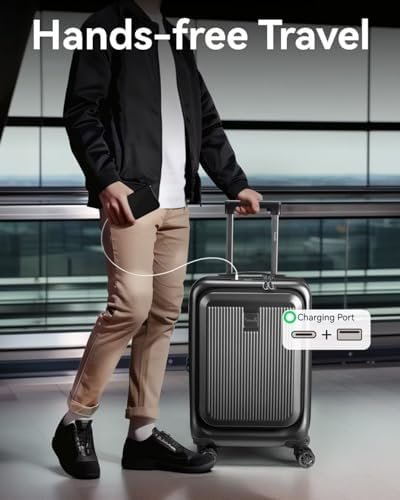LUGGEX Carry on Luggage 22x14x9 Airline Approved, PC Hard Shell Suitcase with Fr... - Image 5