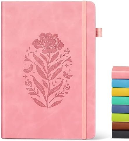 Lined Journal Notebook for Women, A5 Pink Hardcover Leather Journals for Writing... - Image 2