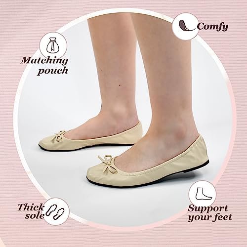 Women's Foldable Travel Ballet Slip On Comfortable Flats Roll Up Walking Shoes w... - Image 4